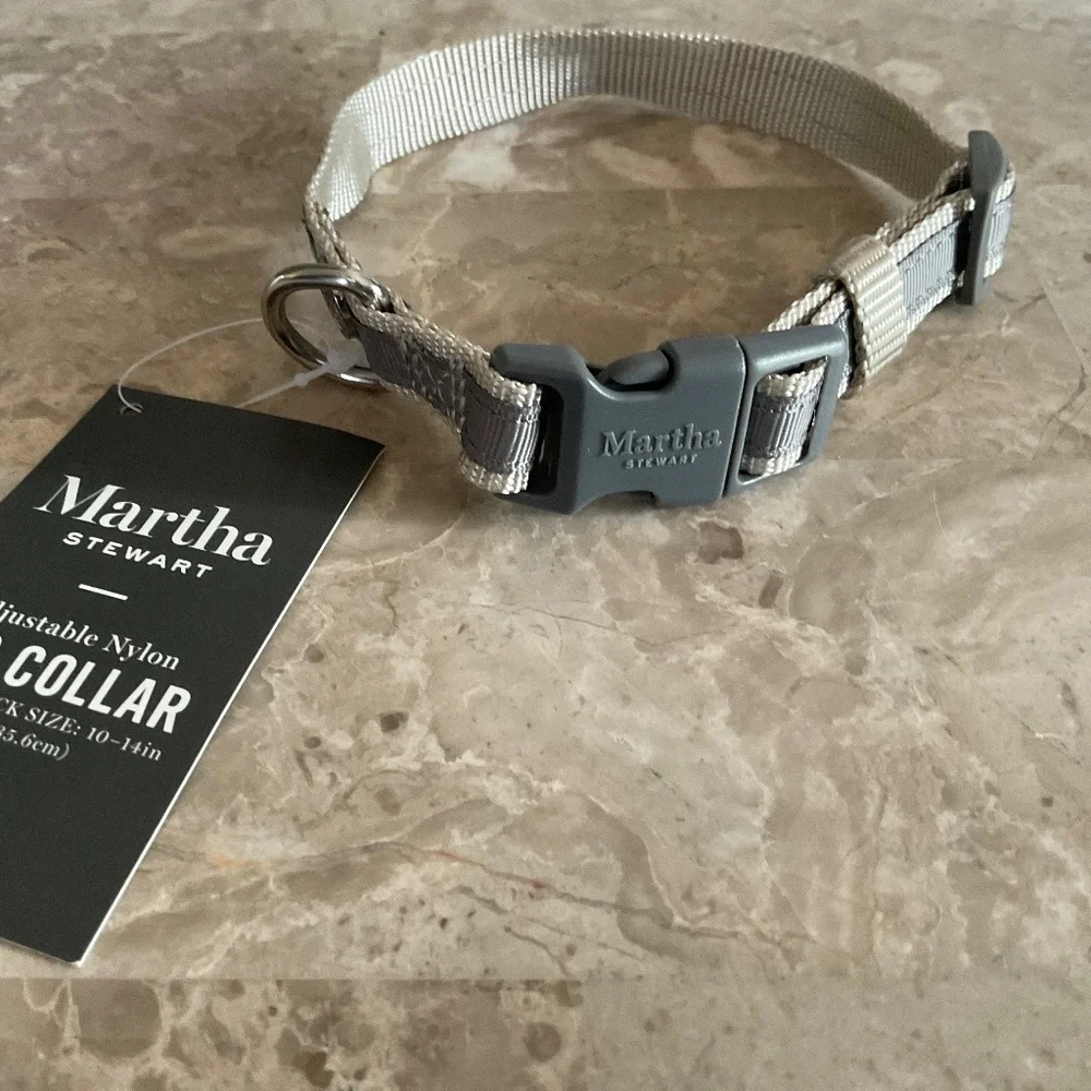 MARTHA STEWART Adjustable Dog Collar Size 14 Neck Size 10” - 14”